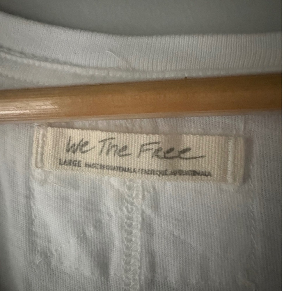Free People We The Free Fade Into You White Long Sleeve Top Size Large - Picture 5 of 6